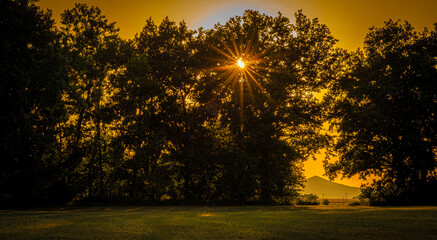 Hot summer sunset evening in Polabi area near Olesko village