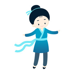 Qixi Festival, Tanabata cowherd, Hikoboshi kawaii character illustration, isolated vector. Hand drawn cute flat design. Traditional Chinese, Japanese holiday element. China Valentines Day