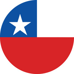 Flat vector illustration of Chile national flag in clean circular format with red, white, and blue colors, perfect for web, apps, and infographics