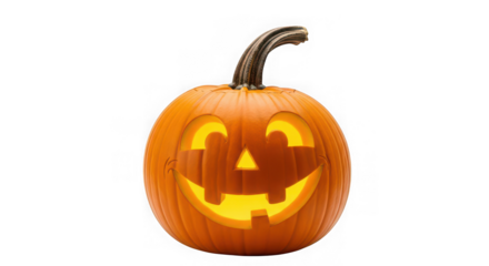 Carved halloween pumpkin isolated on transparent background