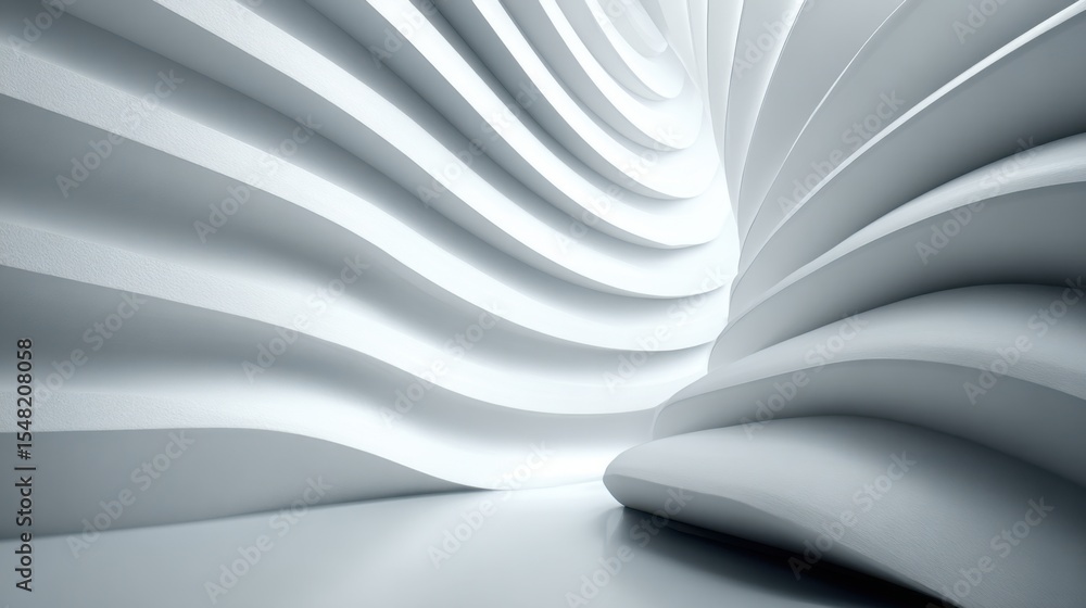 Poster intricate white curves create a modern architectural space that plays with light and shadow in a min
