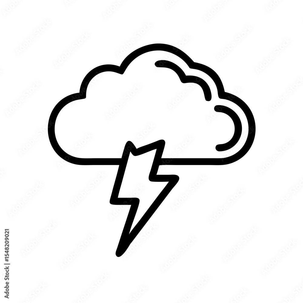 Poster cloud with lightning bolt intense brainstorm on transparent background for web and graphic design