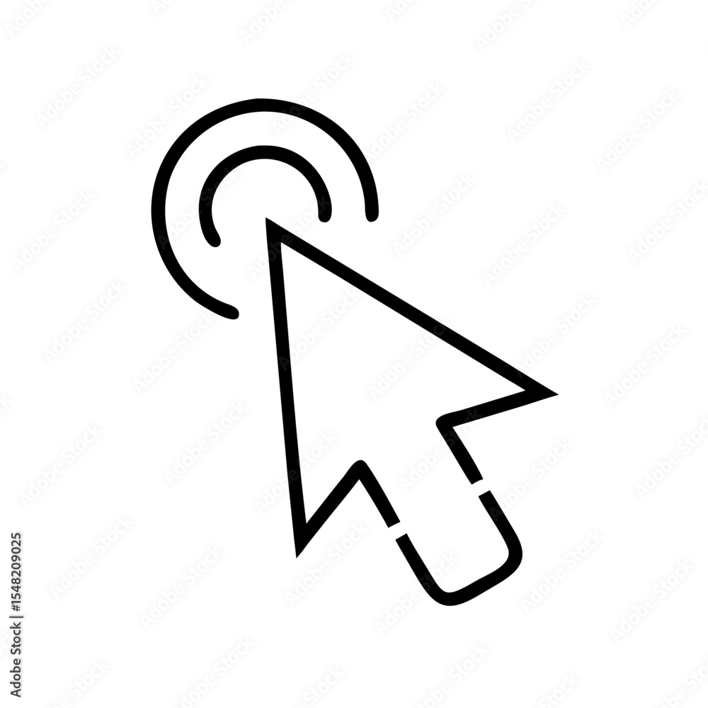 Poster computer mouse click arrow icon on transparent background for web and graphic design