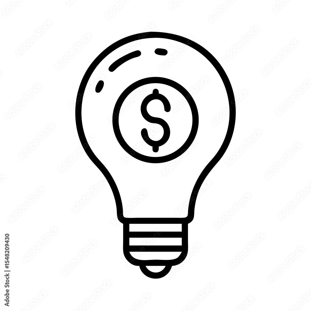 Poster lightbulb financial idea or innovation on transparent background for web and graphic design