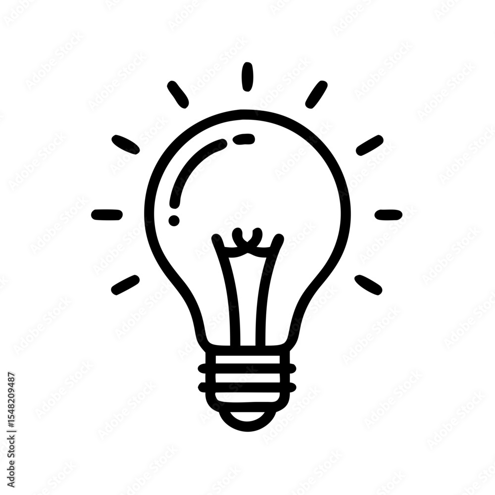 Poster lightbulb alone basic idea on transparent background for web and graphic design