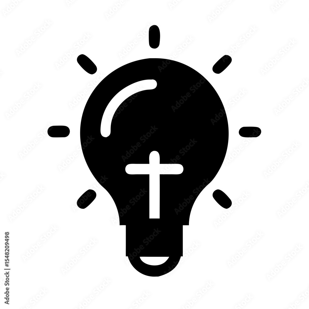 Poster lightbulb alone basic idea silhouette on transparent background for web and graphic design
