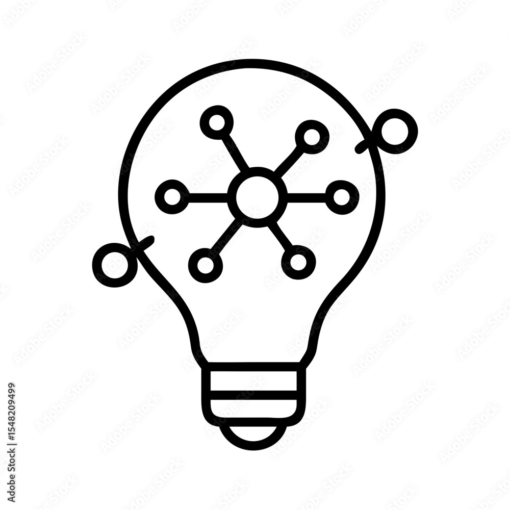 Poster lightbulb with network nodes connected ideas on transparent background for web and graphic design