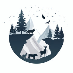Majestic Wildlife Silhouette in Mountain Landscape