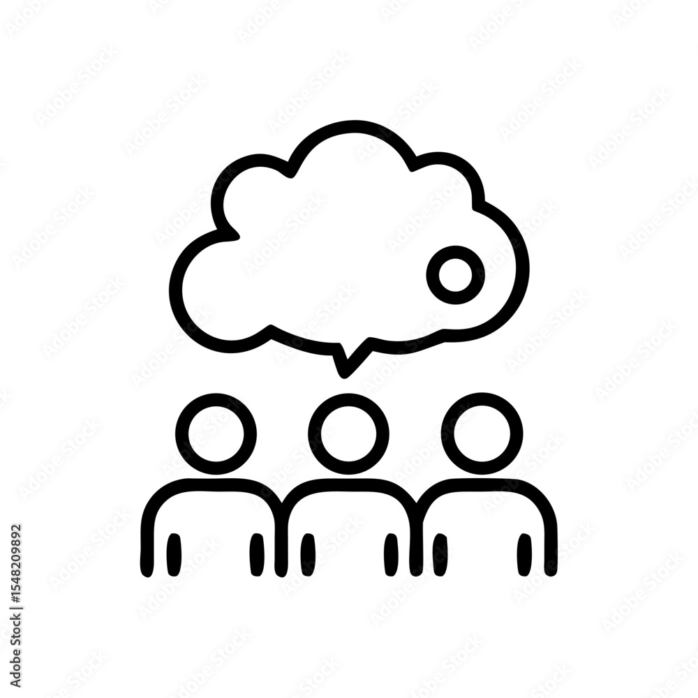 Poster people with cloud group thought on transparent background for web and graphic design