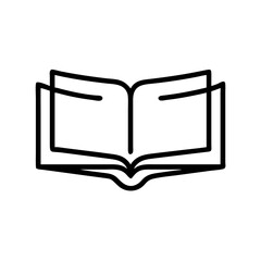 open book outline on transparent background for web and graphic design