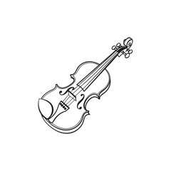 Naklejka premium Outline-silhouette-of-violin--classical-musical element 