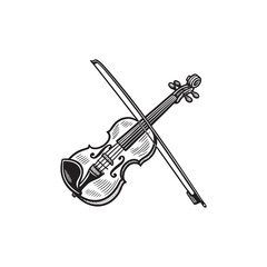 Obraz premium Outline-silhouette-of-violin--classical-musical element 2