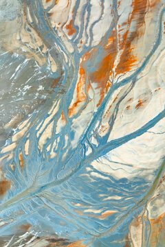 Abstract aerial view of river and landscape patterns