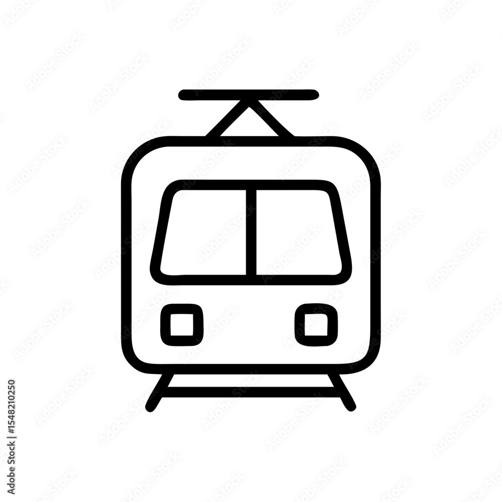 Poster tram on transparent background for web and graphic design