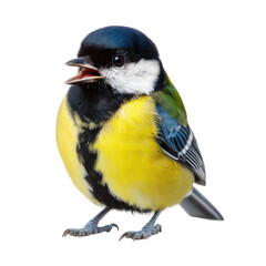 Obraz premium Vibrant Blue and Yellow Bird Close-Up, PNG clipart element with transparency