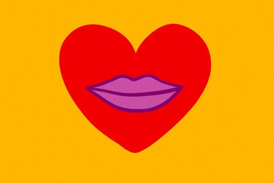 Naklejki Pop art illustration of lips within a heart shape