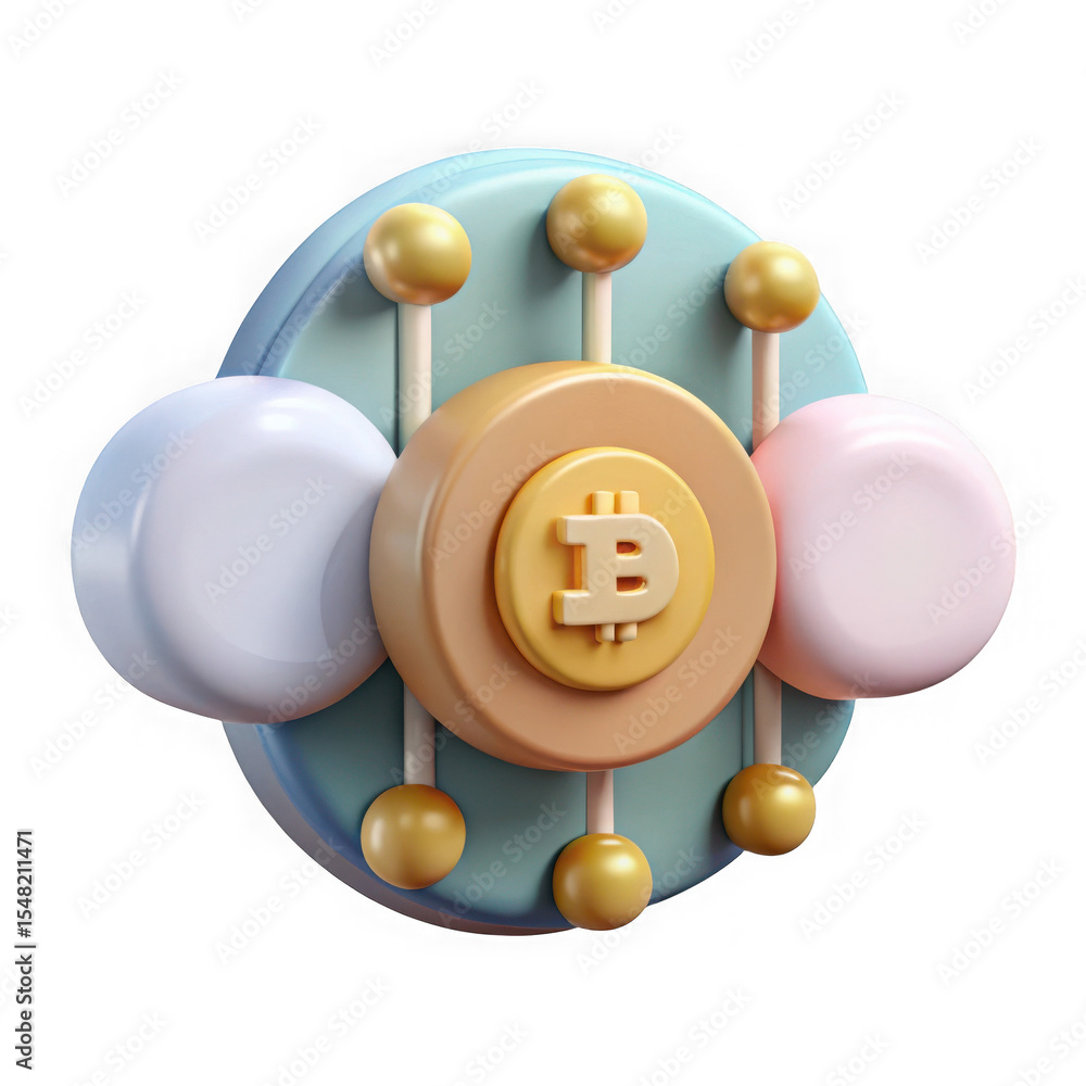 Poster abstract bitcoin cryptocurrency icon isolated on transparent background