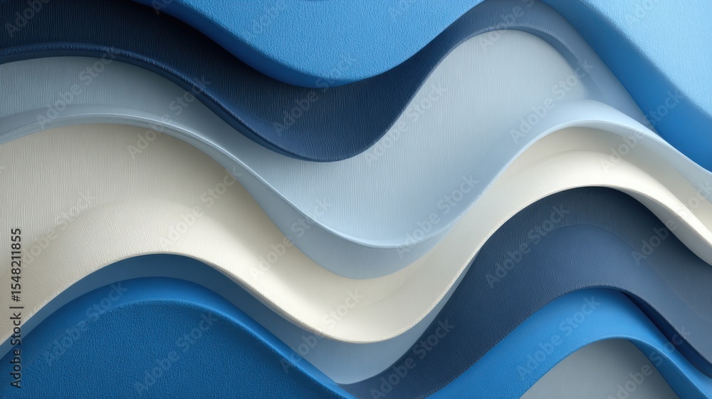 Poster soft undulating waves in varying shades of blue and white create a calming abstract design. the artw