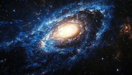 Fototapeta premium Spiral galaxy in deep space. Cosmic nebulae swirl