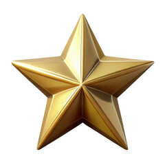 Shiny gold five pointed star isolated on transparent background