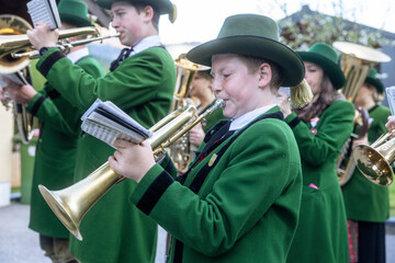 Musicians of a national chapel on a spring day
