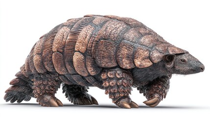 Fototapeta premium A large, armored mammal walks confidently
