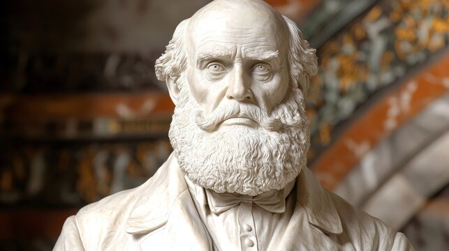 Marble Bust Portrait Detailed Carving, Historical Figure, Sculpture, Art Sculpture, Portrait