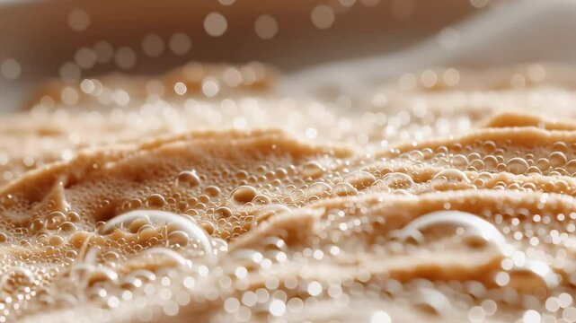 Close-up of frothy coffee bubbles