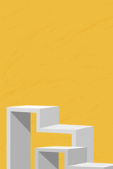 Minimal Design 3D staircase.Geometric architectural structure in isometric style on yellow background.Vector Contemporary modern design concept for Growth,Steps to success,Abstract architecture