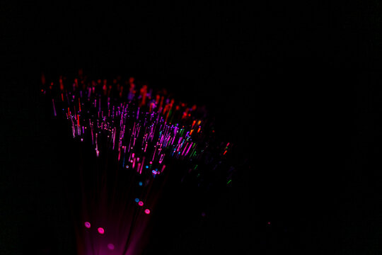 Fiber optics illuminated with vibrant colors