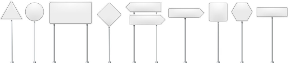 Fototapeta na wymiar Realistic road traffic sign template set