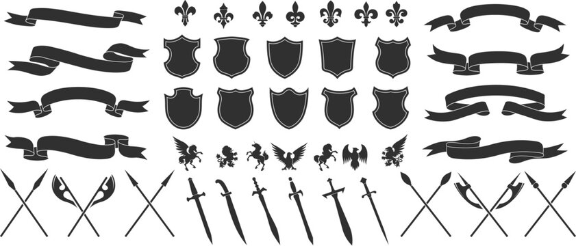 Medieval heraldic symbol set