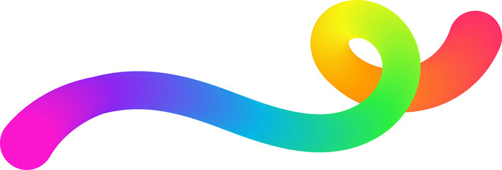 Color gradient line. Abstract wavy shape. Curved rainbow spiral element. Dynamic squiggle fluid gradation stroke for poster and banner design.