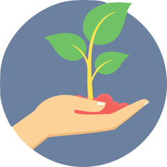 A nurturing hand gently cradles a young sprout symbolizing growth sustainability and environmental care.