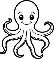 Octopus outline icon on white background 