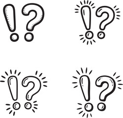 Cute Hand-Drawn Exclamation and Question Marks