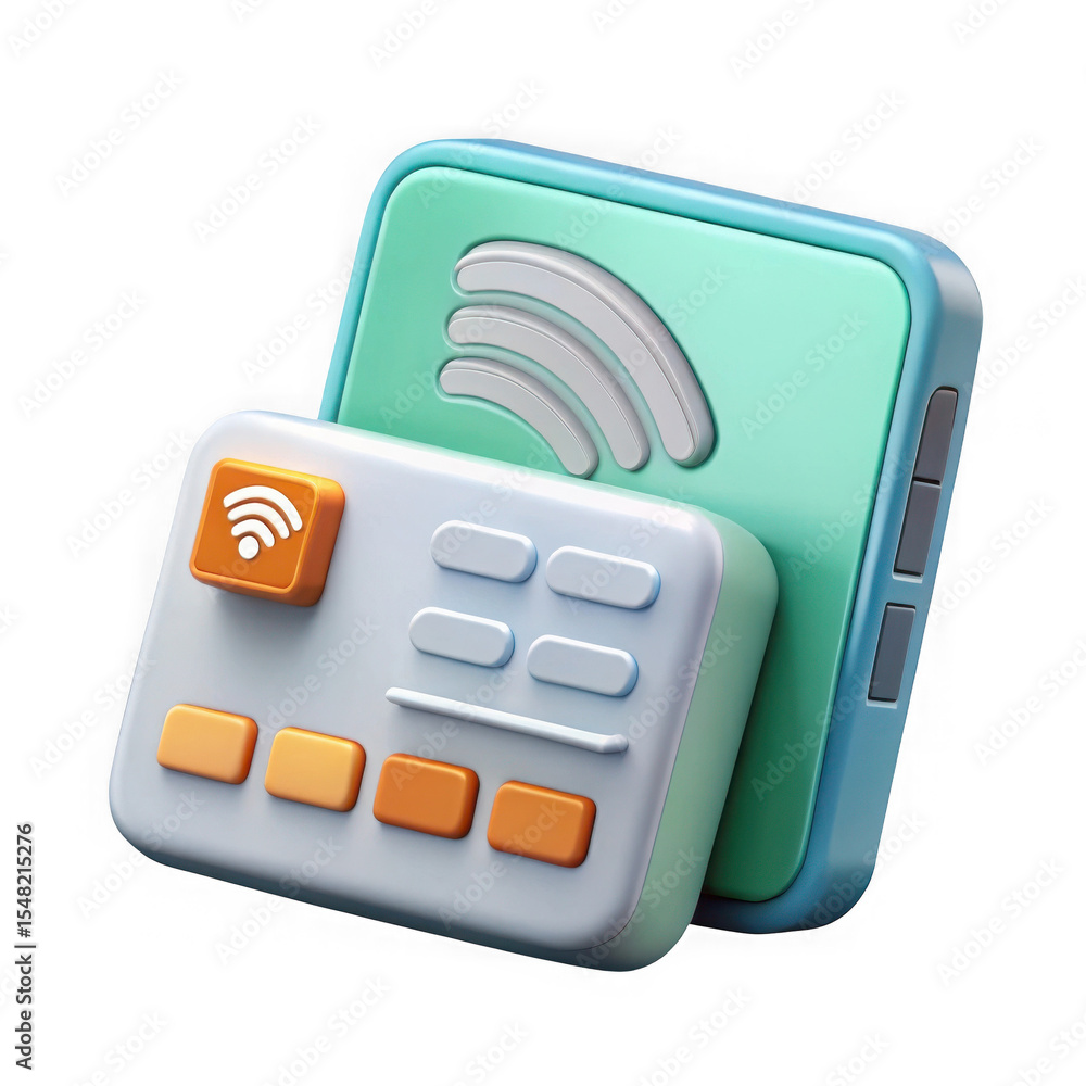 Poster wireless payment terminal icon isolated on transparent background