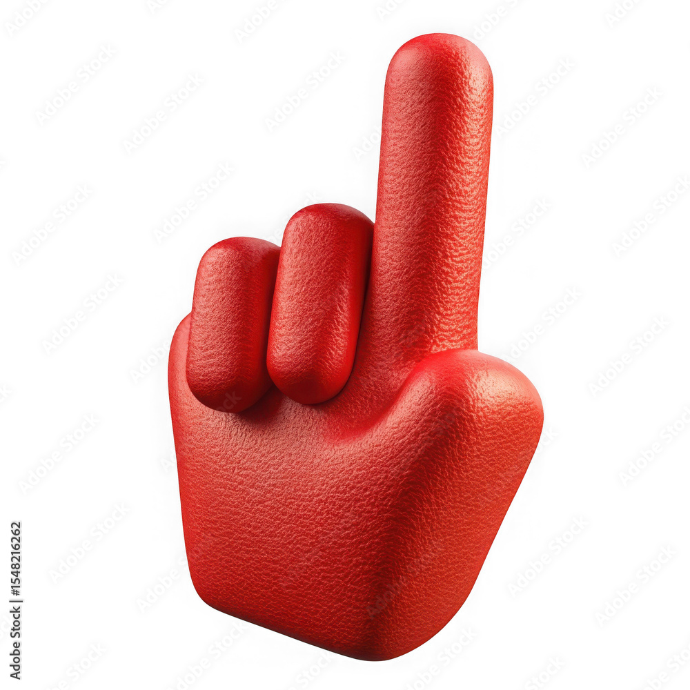 Poster red hand pointing up gesture isolated on transparent background
