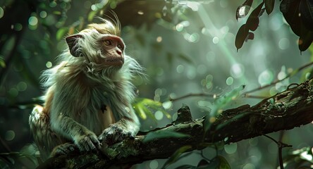 close up of a monkey in the jungle, monkey in the nature