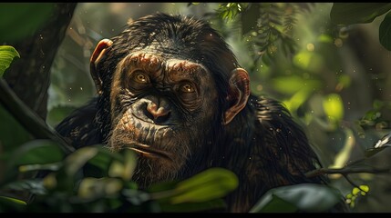 close up of a monkey in the jungle, monkey in the nature