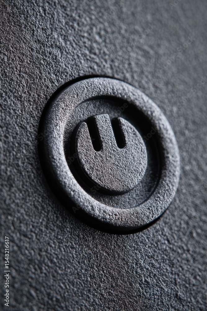 Aufkleber exploring the intricate textures of a desktop monitor power button in captivating detail