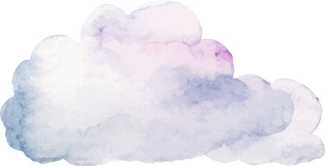 Vector watercolor painted cloud. Hand drawn design elements isolated on white background.