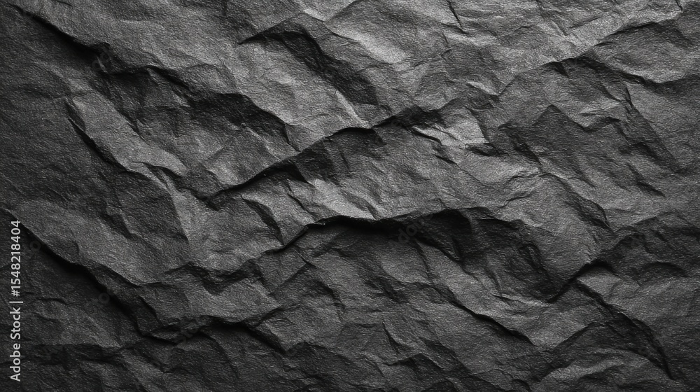 Poster a close-up view of crumpled black paper highlights its unique texture and intricate folds. the play 