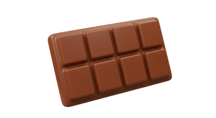 A single bar of milk chocolate with eight squares on a plain white background in a studio shot