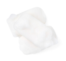 Soap bars with foam isolated on white, top view