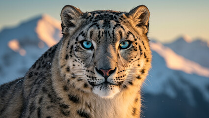 Fototapeta premium Magestic snow leopard on ice