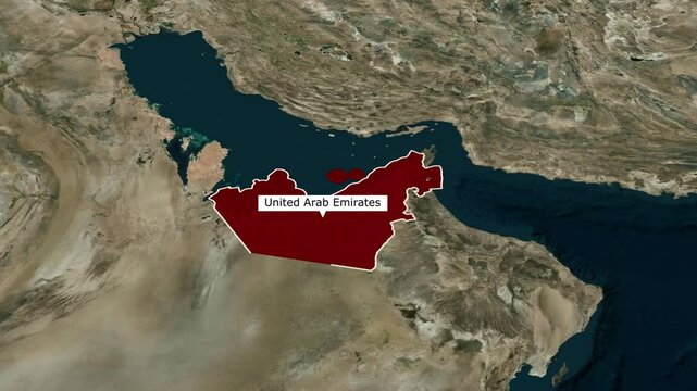 Animated UAE Map &ndash; 4K United Arab Emirates Borders, Capital Abu Dhabi, Gulf Country Location, Middle East Geography Video