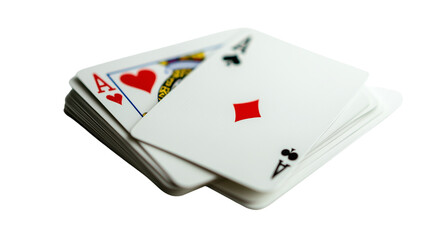 Three aces from a standard playing card deck isolated on a transparent background