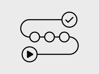 Black Line Process Flowchart Diagram Start Checkmark