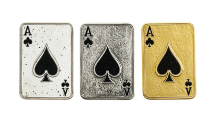 Three aces from a standard playing card deck isolated on a transparent background